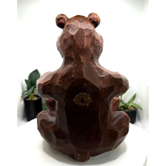 Hand-Carved Faux Wooden Bear Toilet Paper Holder Wall Mountable - Picture 8 of 9